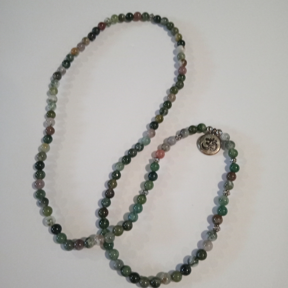 VTG Natural Stone Indian Agate Mala Necklace Properties CleansingStrength Energy - Picture 7 of 7